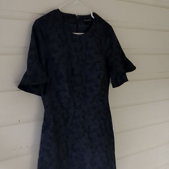 Banana Republic Navy Black Camo Fitted Dress, Size 4 - Picture 2 of 8
